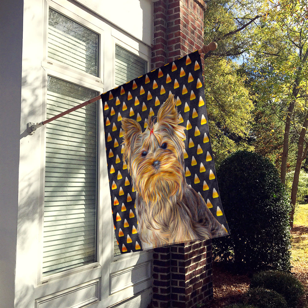 Candy Corn Halloween Yorkie / Yorkshire Terrier House Flag 28x40 Porch Sleeve Pole Decorative Outside Yard Banner Artwork Wall Hanging, Polyester
