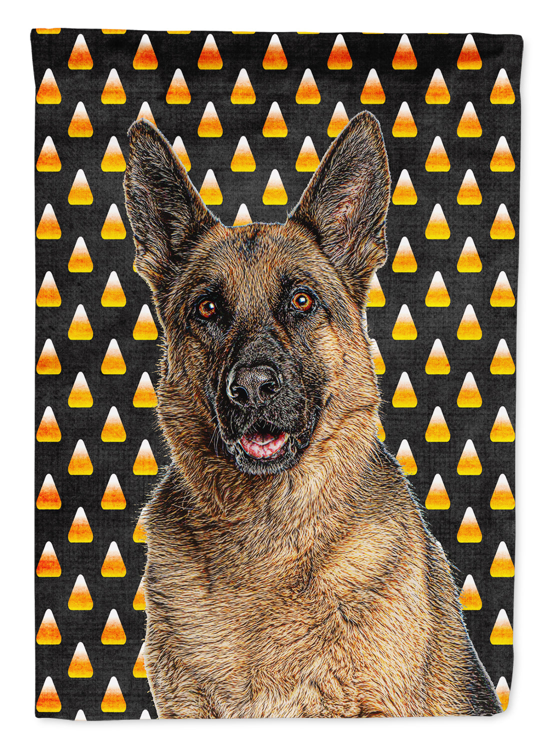 Candy Corn Halloween German Shepherd House Flag 28x40 Porch Sleeve Pole Decorative Outside Yard Banner Artwork Wall Hanging, Polyester