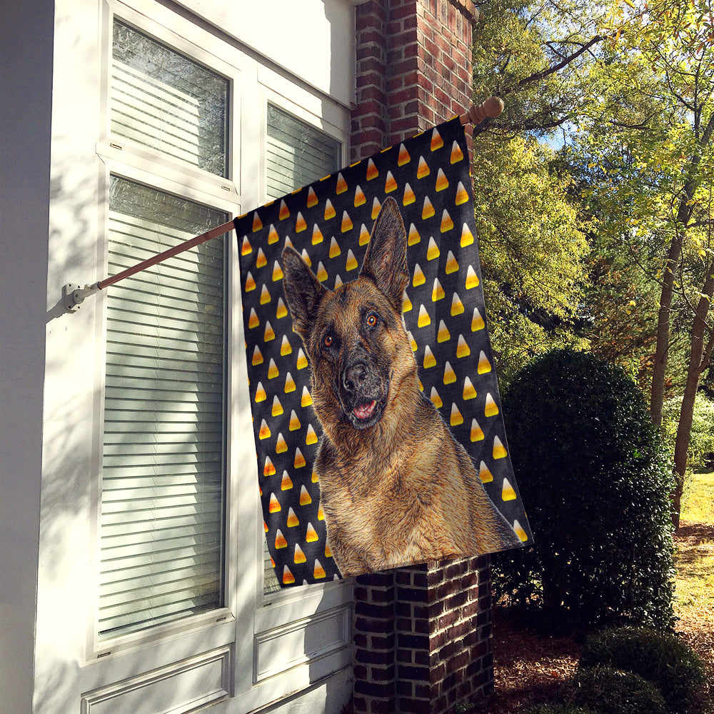 Candy Corn Halloween German Shepherd House Flag 28x40 Porch Sleeve Pole Decorative Outside Yard Banner Artwork Wall Hanging, Polyester