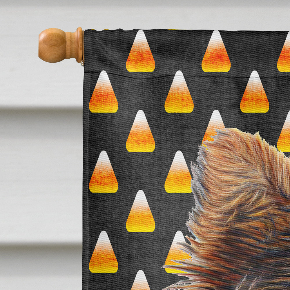 Candy Corn Halloween Yorkie Puppy / Yorkshire Terrier House Flag 28x40 Porch Sleeve Pole Decorative Outside Yard Banner Artwork Wall Hanging, Polyester