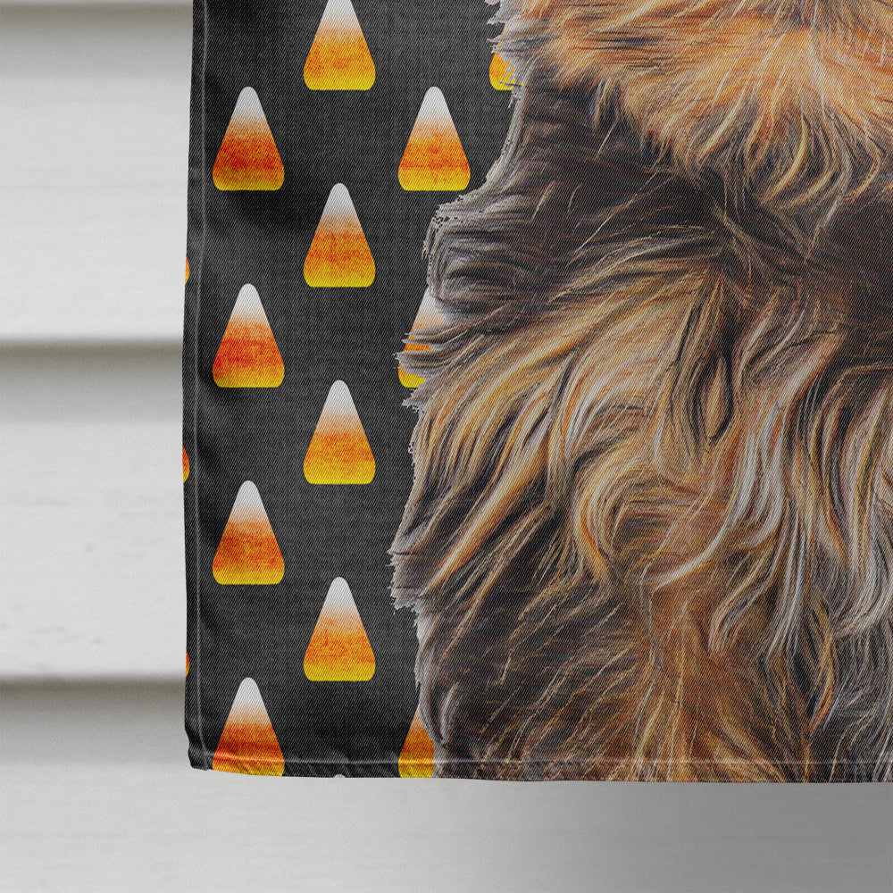 Candy Corn Halloween Yorkie Puppy / Yorkshire Terrier House Flag 28x40 Porch Sleeve Pole Decorative Outside Yard Banner Artwork Wall Hanging, Polyester