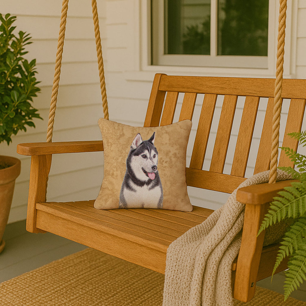 Alaskan Malamute Decorative Throw Pillow 14x14 Indoor Outdoor Accent Cushion, Fabric Cover with Insert for Sofa, Bed, Porch & Living Room