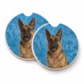 Blue German Shepherd Set of 2 Cup Holder Car Coasters Absorbent Round Sandstone Coasters Gifts for Men or Women, 2.5, Multicolor