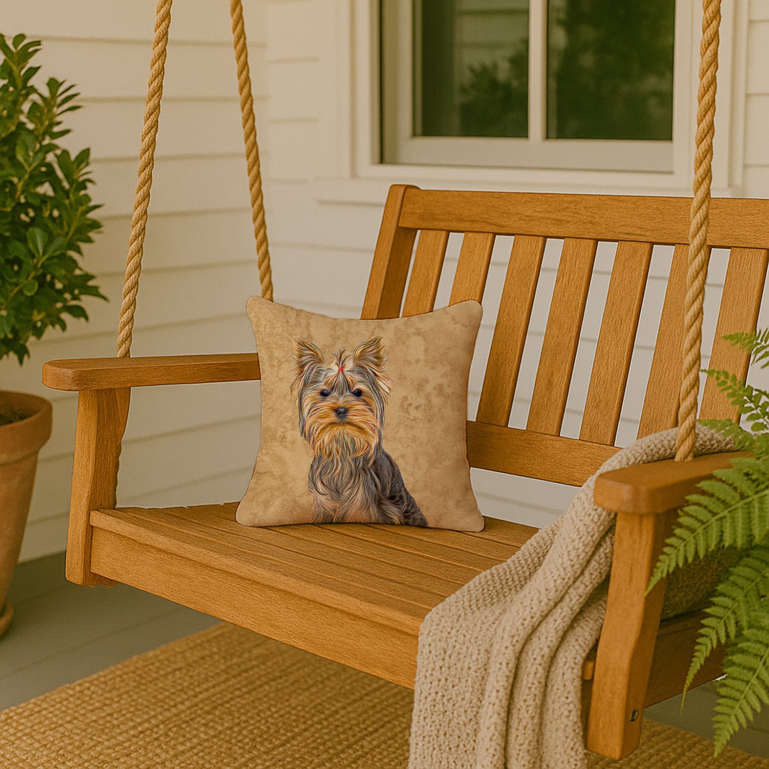 Schnauzer Decorative Throw Pillow 14x14 Indoor Outdoor Accent Cushion, Fabric Cover with Insert for Sofa, Bed, Porch & Living Room