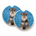 Blue Schnauzer Set of 2 Cup Holder Car Coasters Absorbent Round Sandstone Coasters Gifts for Men or Women, 2.5, Multicolor