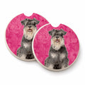 Pink Schnauzer Set of 2 Cup Holder Car Coasters Absorbent Round Sandstone Coasters Gifts for Men or Women, 2.5, Multicolor