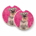 Pink Schnauzer Set of 2 Cup Holder Car Coasters Absorbent Round Sandstone Coasters Gifts for Men or Women, 2.5, Multicolor