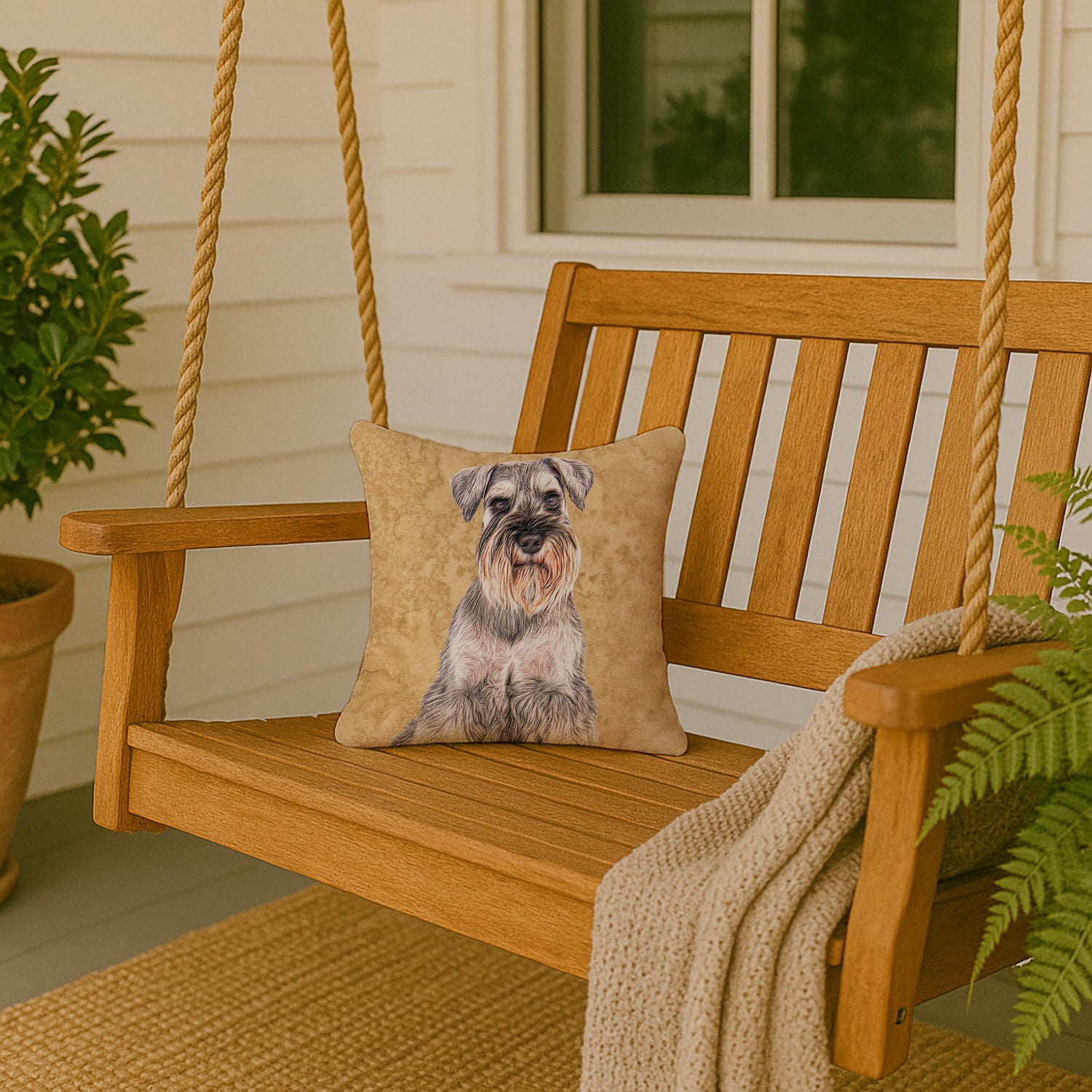 German Shepherd Decorative Throw Pillow 14x14 Indoor Outdoor Accent Cushion, Fabric Cover with Insert for Sofa, Bed, Porch & Living Room