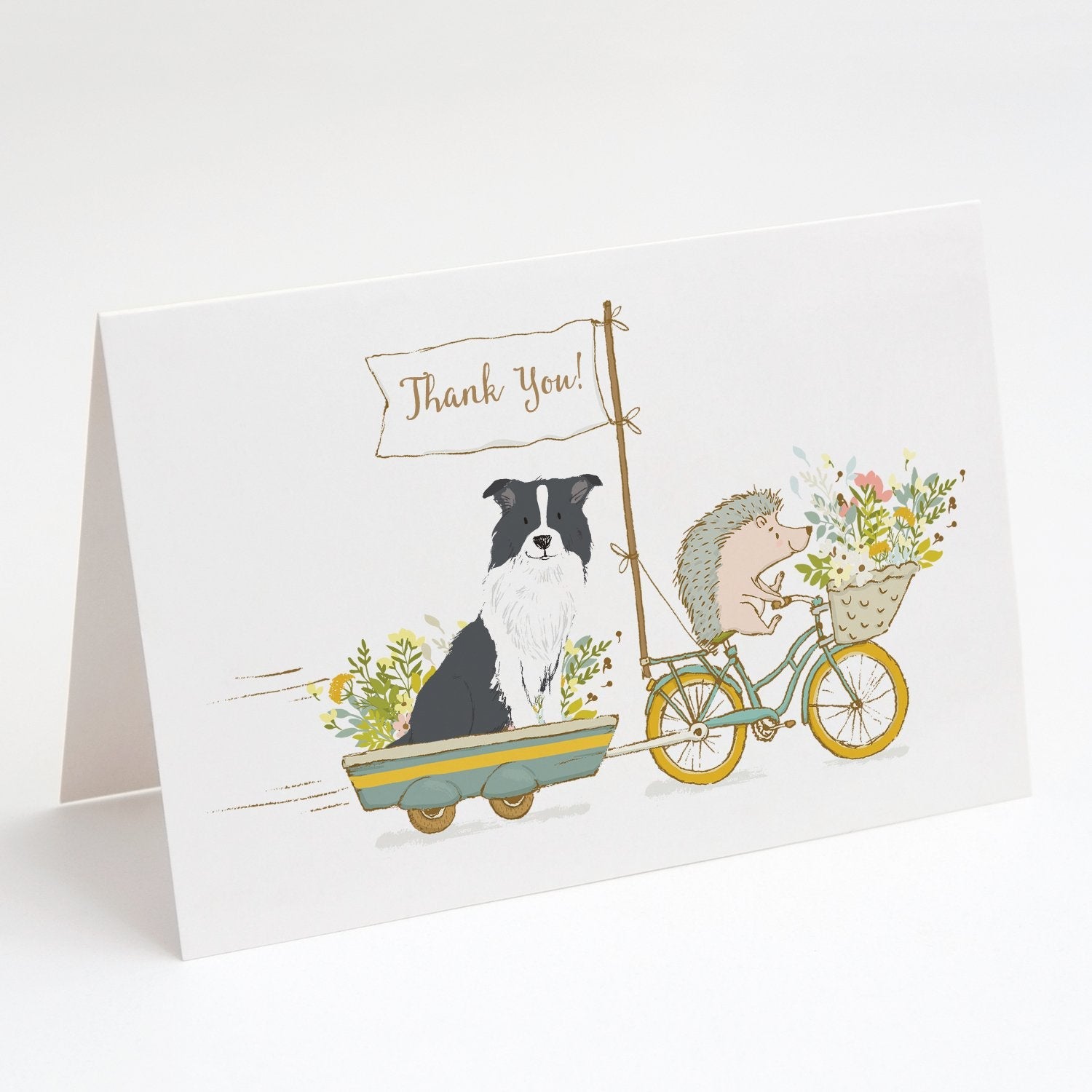 Border Collie Black and White Greeting Cards Pack of 8 Blank Cards with Envelopes Whimsical A7 Size 5x7