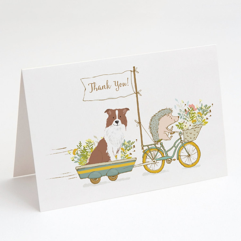 Border Collie Brown and White Greeting Cards Pack of 8 Blank Cards with Envelopes Whimsical A7 Size 5x7