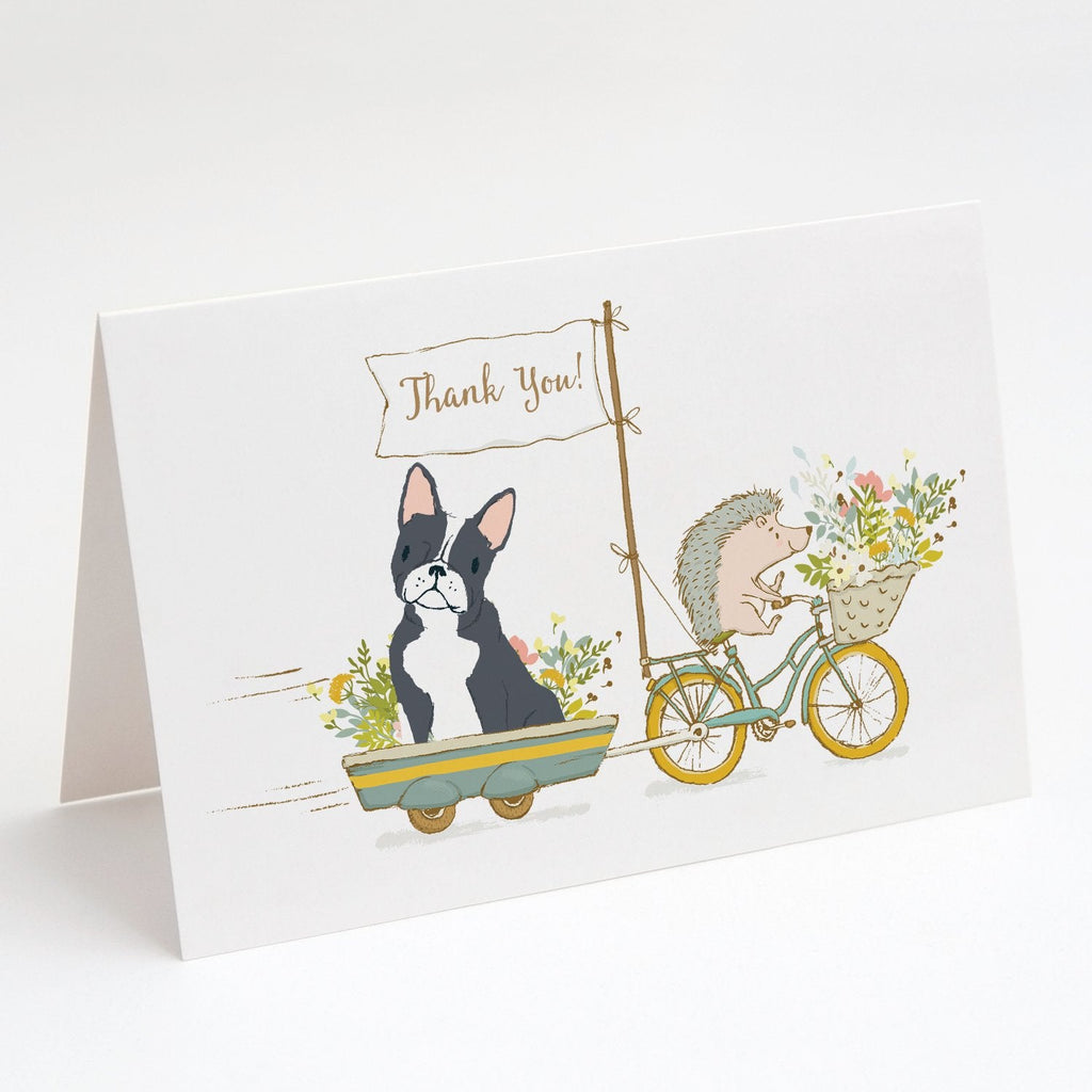 Boston Terrier Black and White Greeting Cards Pack of 8 Blank Cards with Envelopes Whimsical A7 Size 5x7