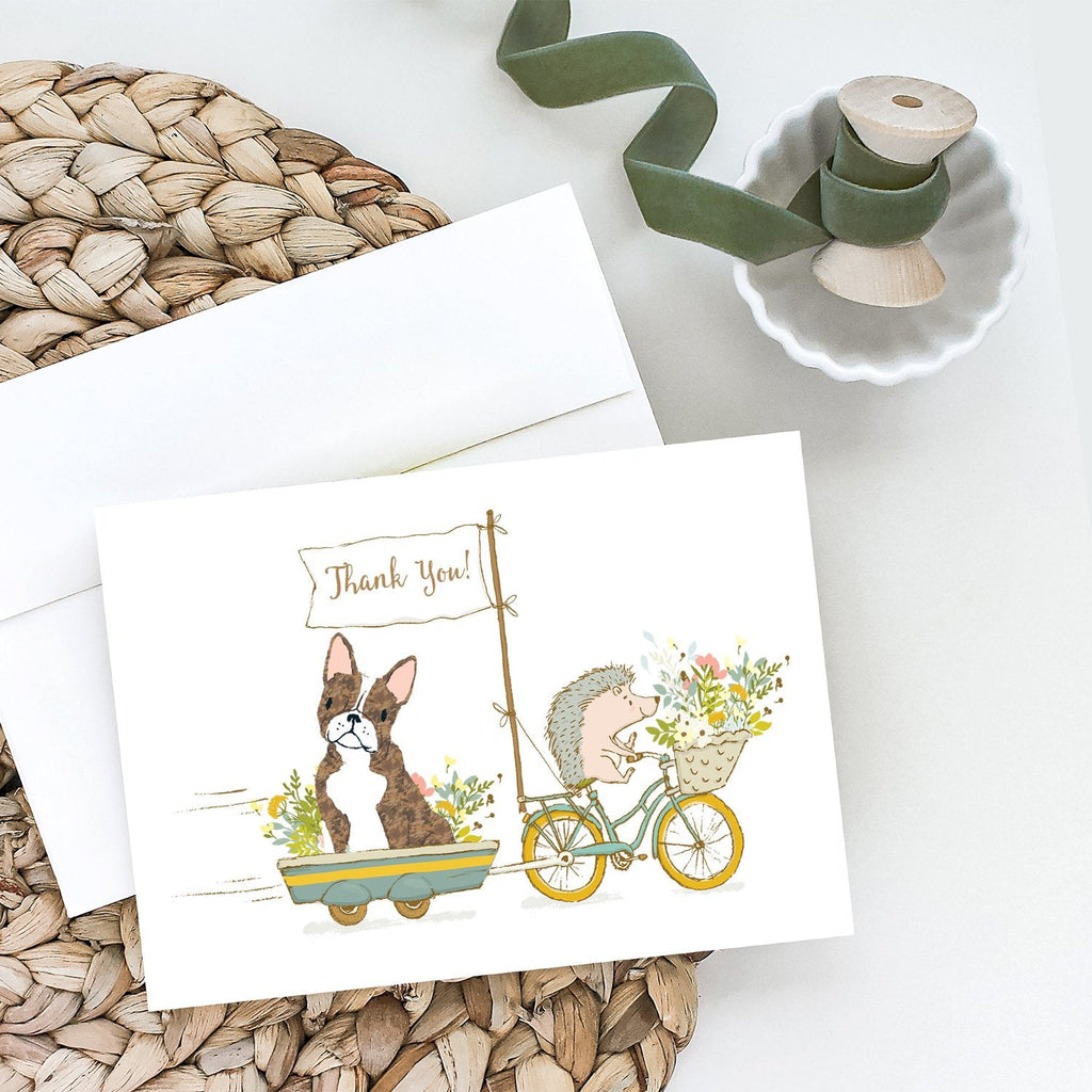 Boston Terrier Brindle and White Greeting Cards Pack of 8 Blank Cards with Envelopes Whimsical A7 Size 5x7