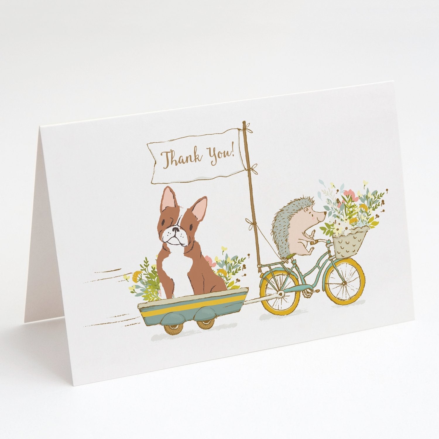Boston Terrier Red and White Greeting Cards Pack of 8 Blank Cards with Envelopes Whimsical A7 Size 5x7