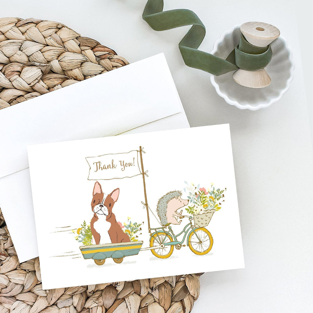 Boston Terrier Red and White Greeting Cards Pack of 8 Blank Cards with Envelopes Whimsical A7 Size 5x7