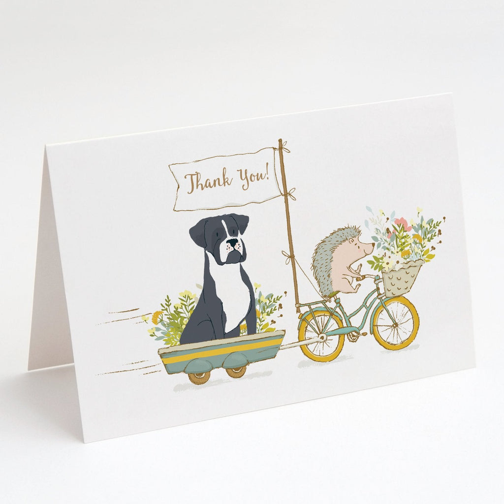 Boxer Black Natural Ears Greeting Cards Pack of 8 Blank Cards with Envelopes Whimsical A7 Size 5x7