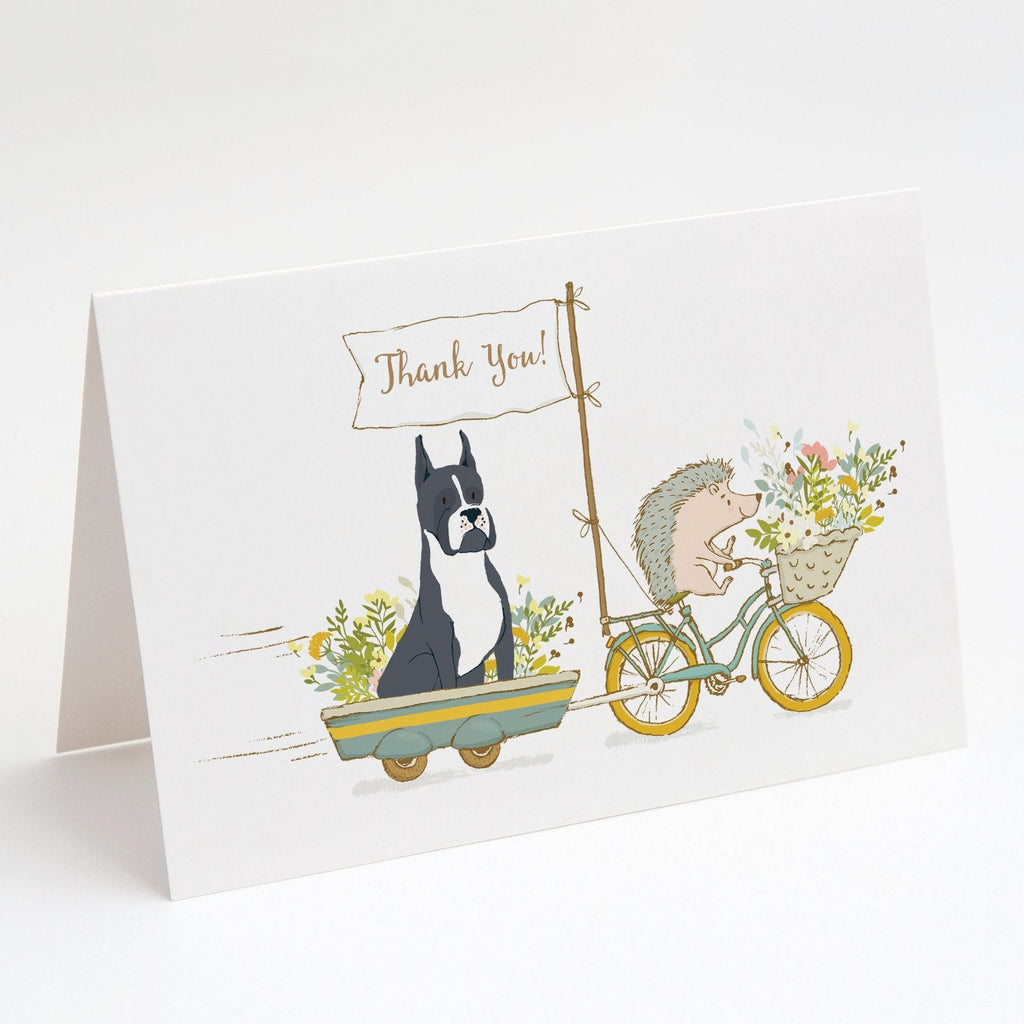 Boxer Black Cropped Ears Greeting Cards Pack of 8 Blank Cards with Envelopes Whimsical A7 Size 5x7