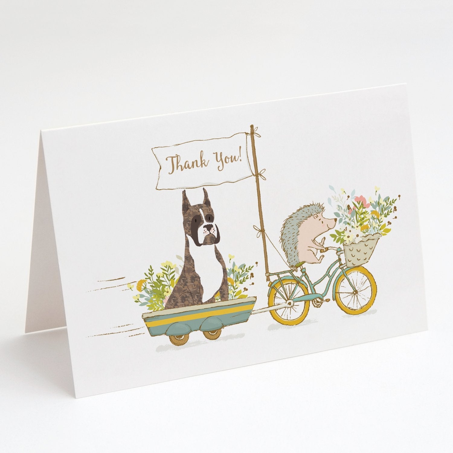Boxer Brindle White Cropped Ears Greeting Cards Pack of 8 Blank Cards with Envelopes Whimsical A7 Size 5x7