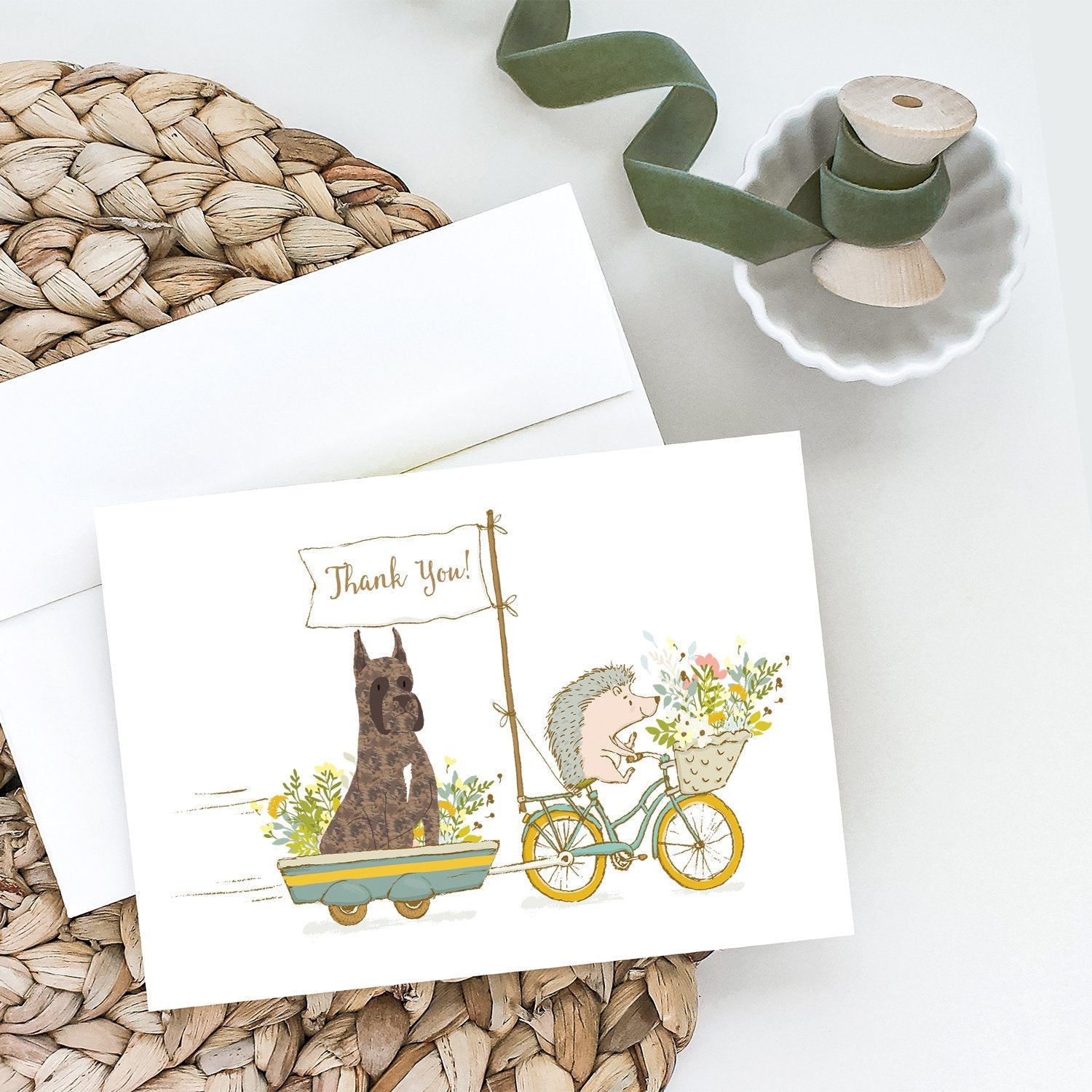 Boxer Brindle Cropped Ears Greeting Cards Pack of 8 Blank Cards with Envelopes Whimsical A7 Size 5x7