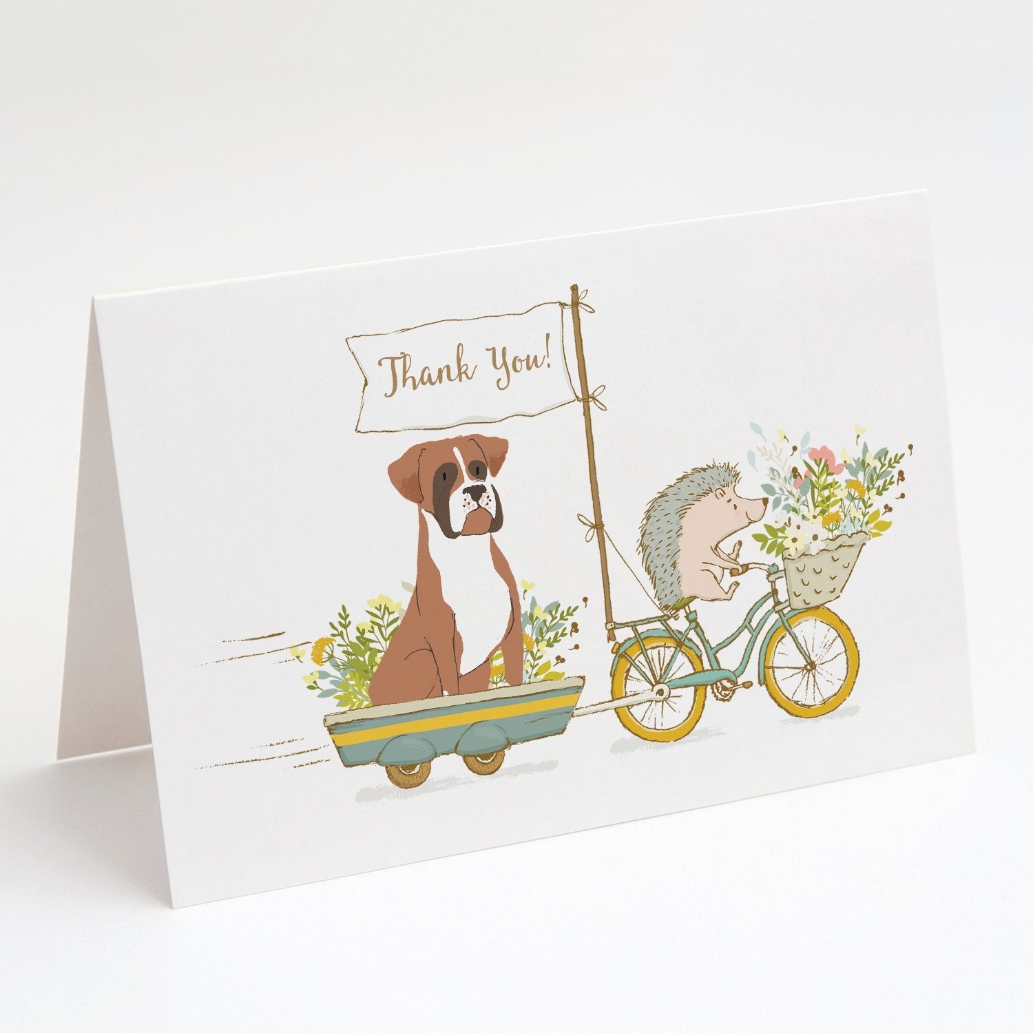 Boxer Flashy Fawn Natural Ears Greeting Cards Pack of 8 Blank Cards with Envelopes Whimsical A7 Size 5x7