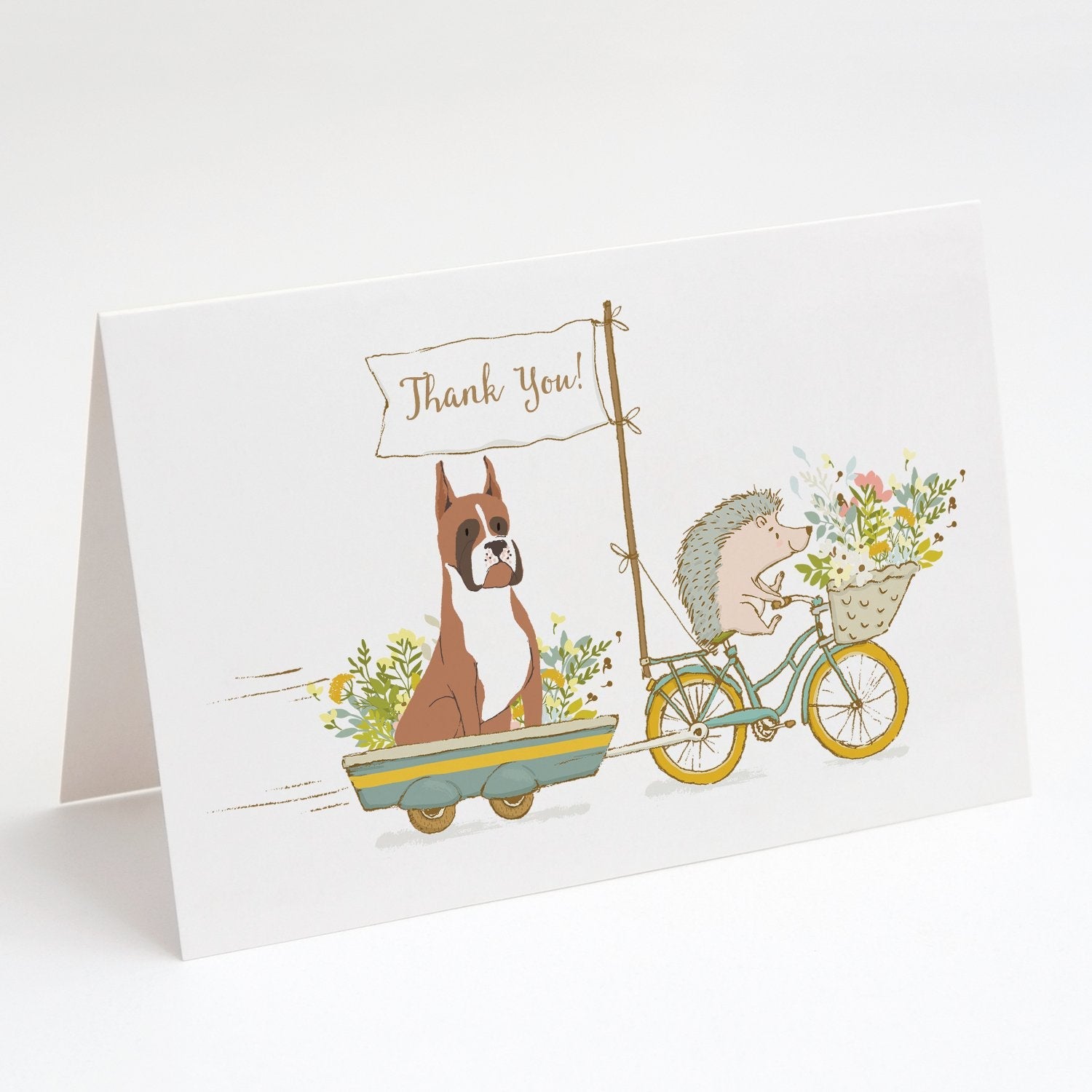 Boxer Flashy Fawn Cropped Ears Greeting Cards Pack of 8 Blank Cards with Envelopes Whimsical A7 Size 5x7
