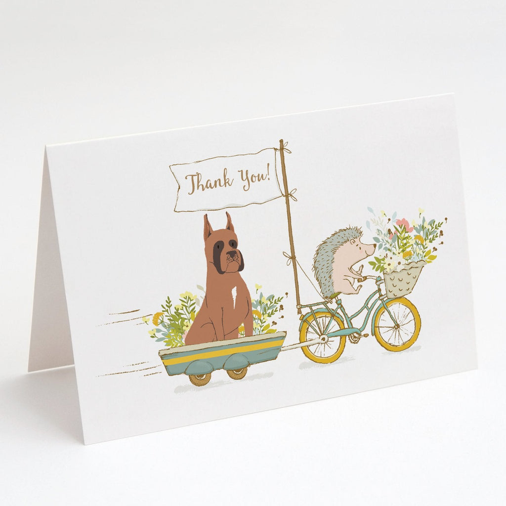 Boxer Fawn Cropped Ears Greeting Cards Pack of 8 Blank Cards with Envelopes Whimsical A7 Size 5x7