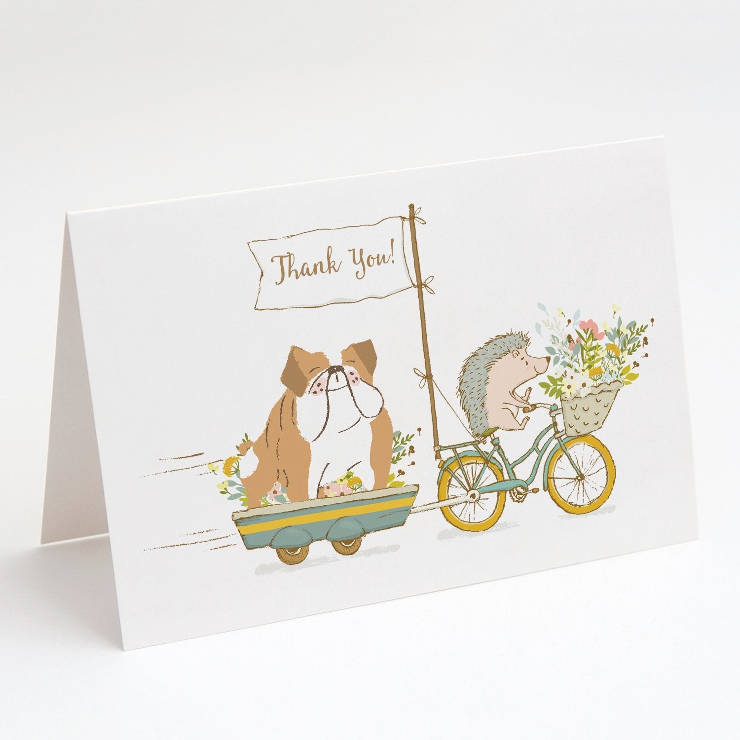 English Bulldog Fawn Greeting Cards Pack of 8 Blank Cards with Envelopes Whimsical A7 Size 5x7