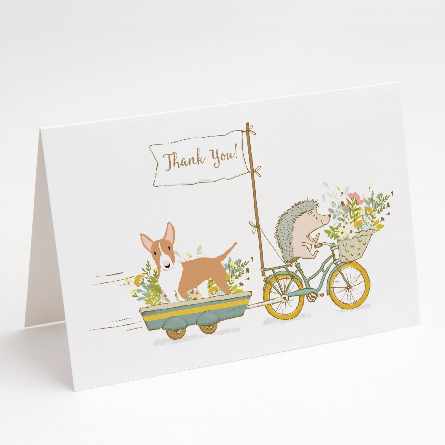 Bull Terrier Brown and White Greeting Cards Pack of 8 Blank Cards with Envelopes Whimsical A7 Size 5x7