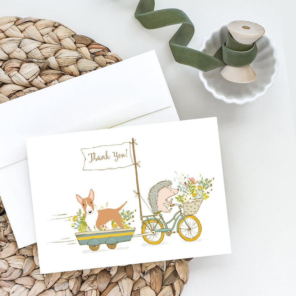 Bull Terrier Brown and White Greeting Cards Pack of 8 Blank Cards with Envelopes Whimsical A7 Size 5x7