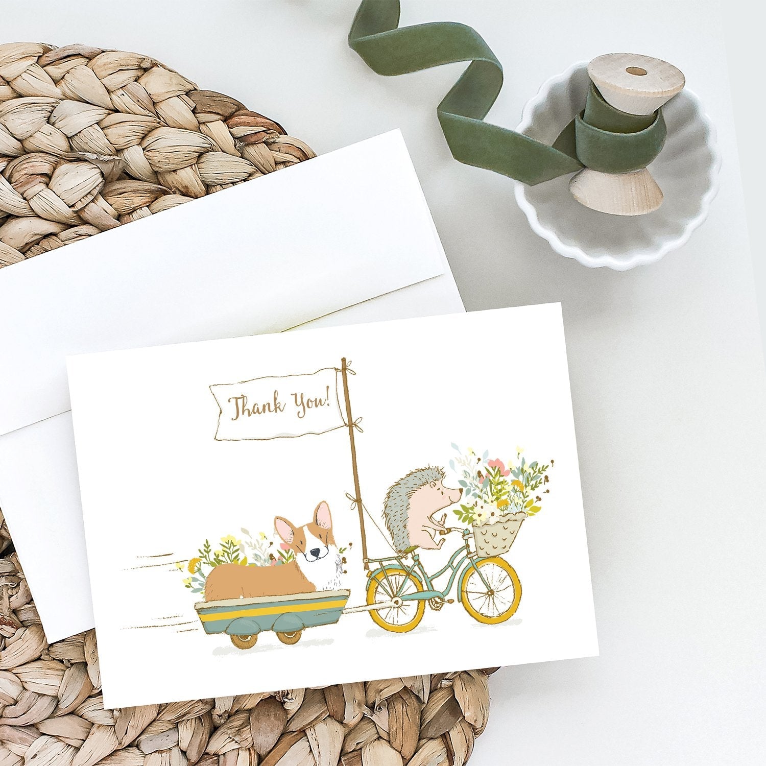 Corgi Pembroke Greeting Cards Pack of 8 Blank Cards with Envelopes Whimsical A7 Size 5x7