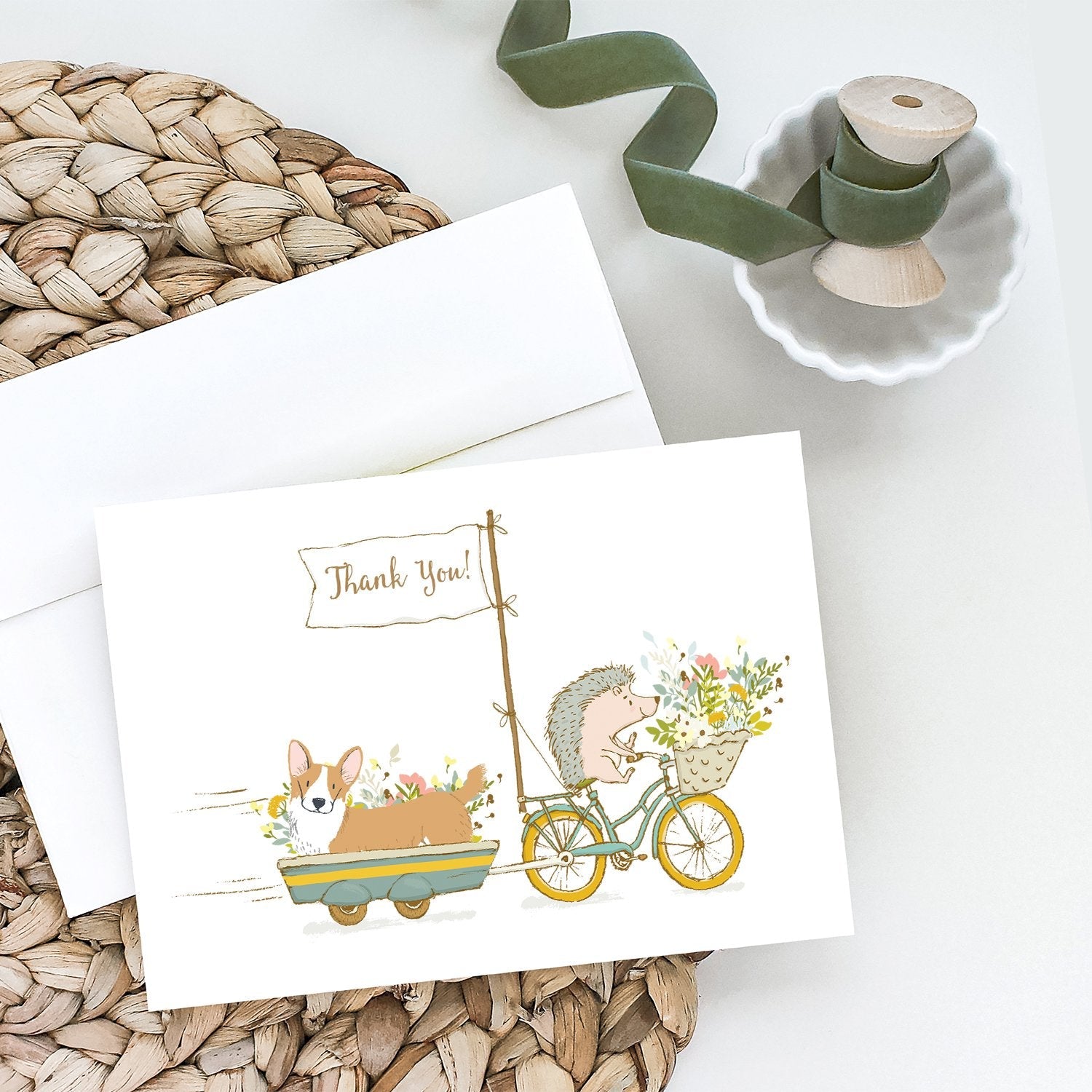 Corgi Cardigan Greeting Cards Pack of 8 Blank Cards with Envelopes Whimsical A7 Size 5x7