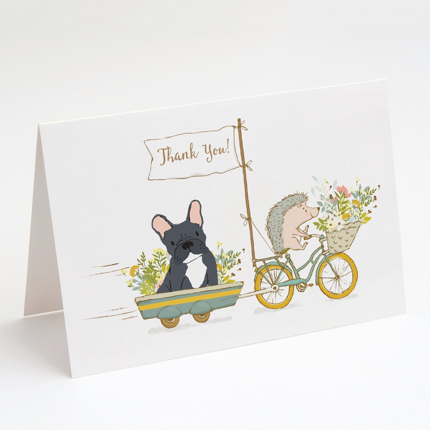 French Bulldog Black Greeting Cards Pack of 8 Blank Cards with Envelopes Whimsical A7 Size 5x7