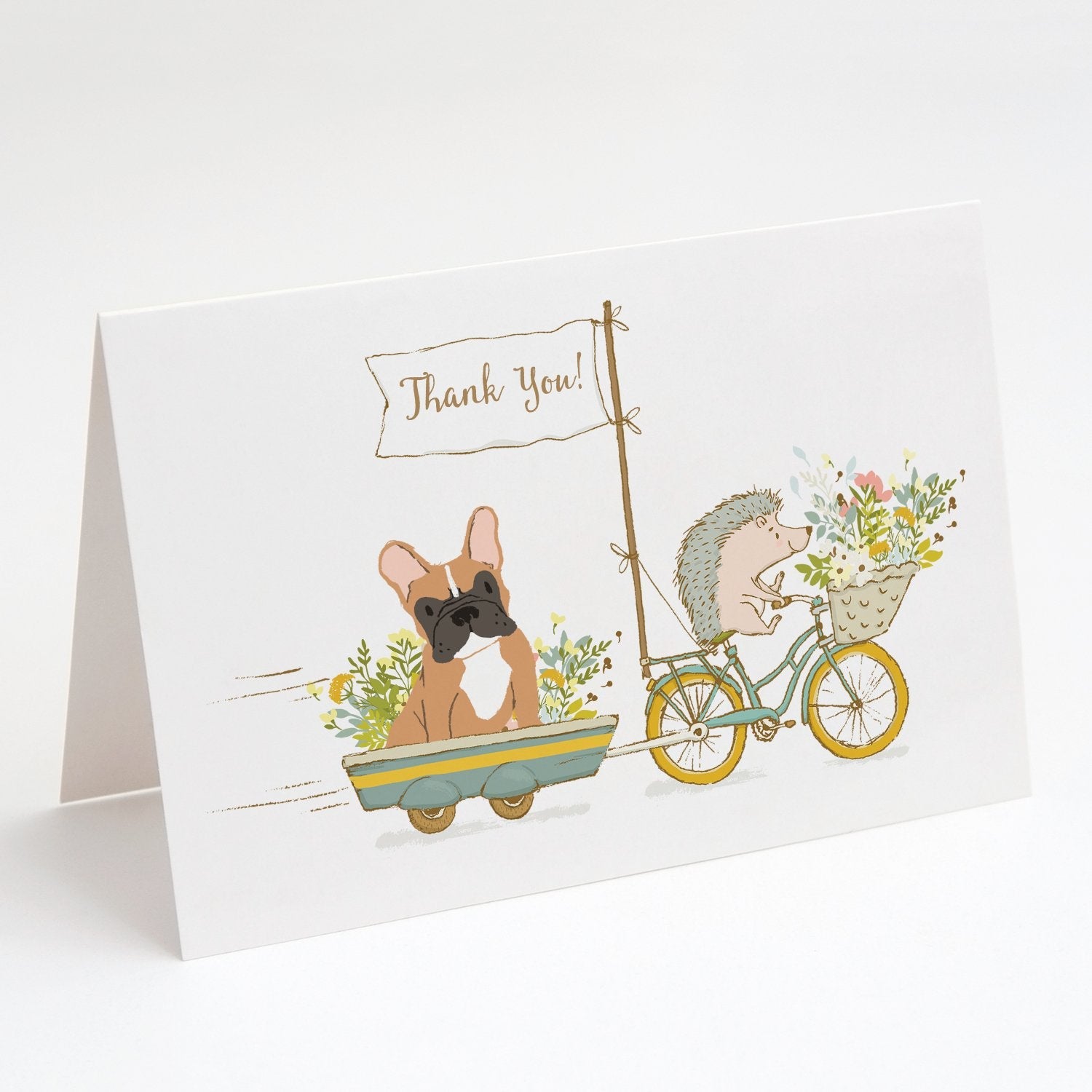French Bulldog Fawn Greeting Cards Pack of 8 Blank Cards with Envelopes Whimsical A7 Size 5x7