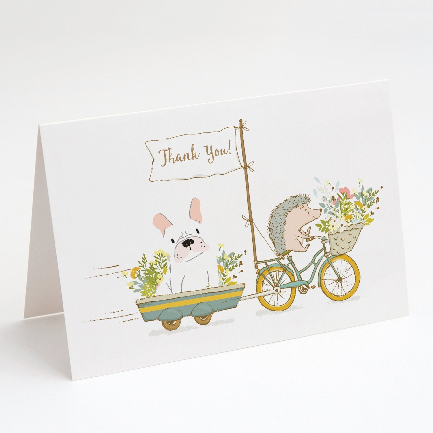 French Bulldog White Greeting Cards Pack of 8 Blank Cards with Envelopes Whimsical A7 Size 5x7