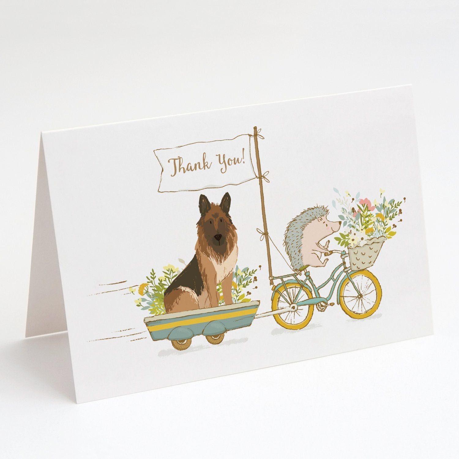 German Shepherd Plush Greeting Cards Pack of 8 Blank Cards with Envelopes Whimsical A7 Size 5x7