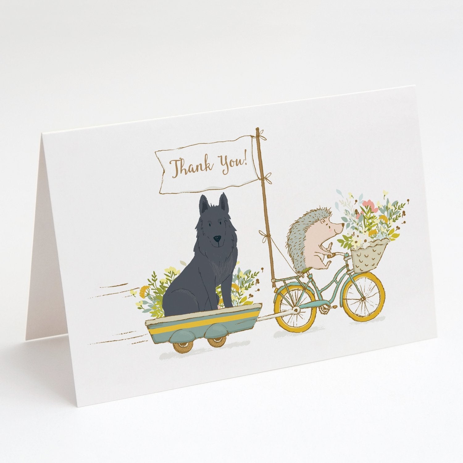 German Shepherd Black Greeting Cards Pack of 8 Blank Cards with Envelopes Whimsical A7 Size 5x7