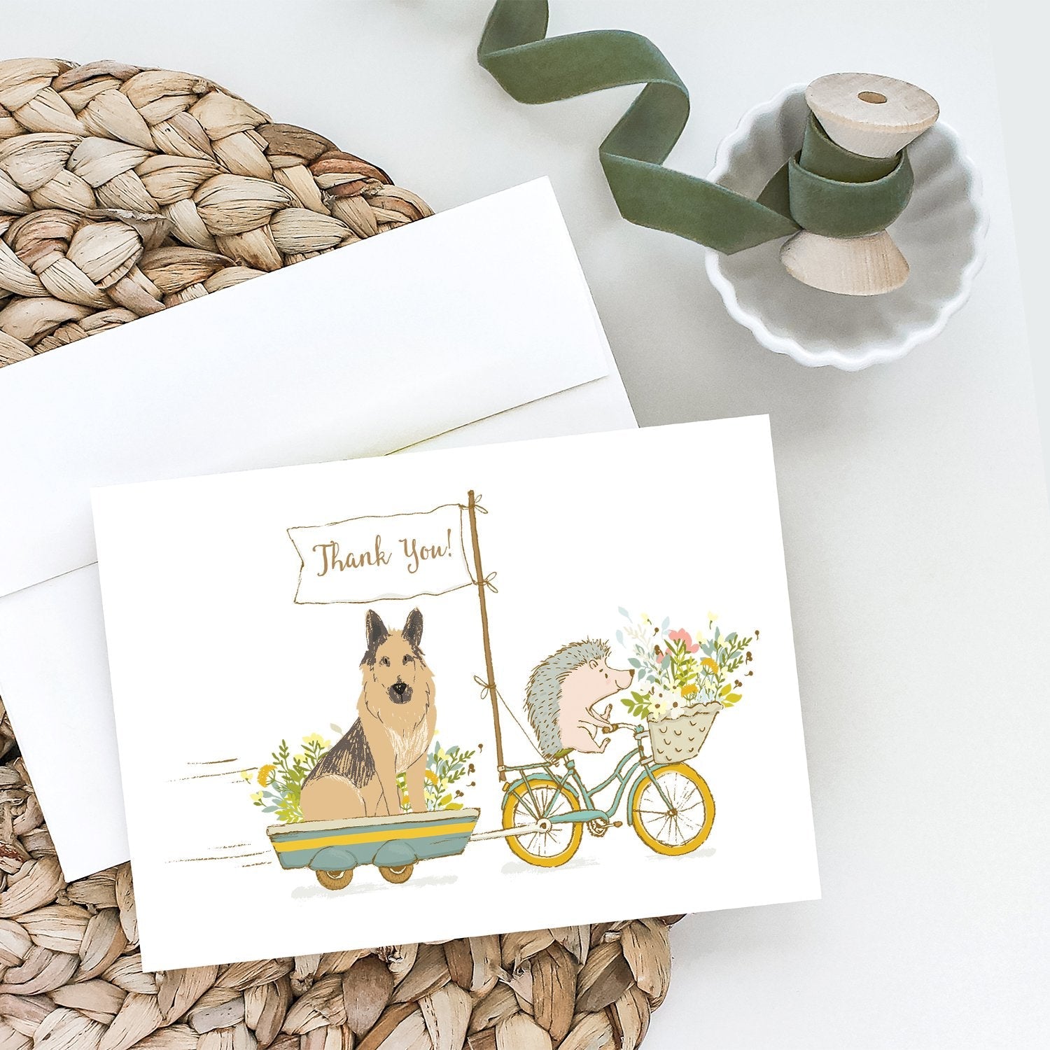 German Shepherd Greeting Cards Pack of 8 Blank Cards with Envelopes Whimsical A7 Size 5x7