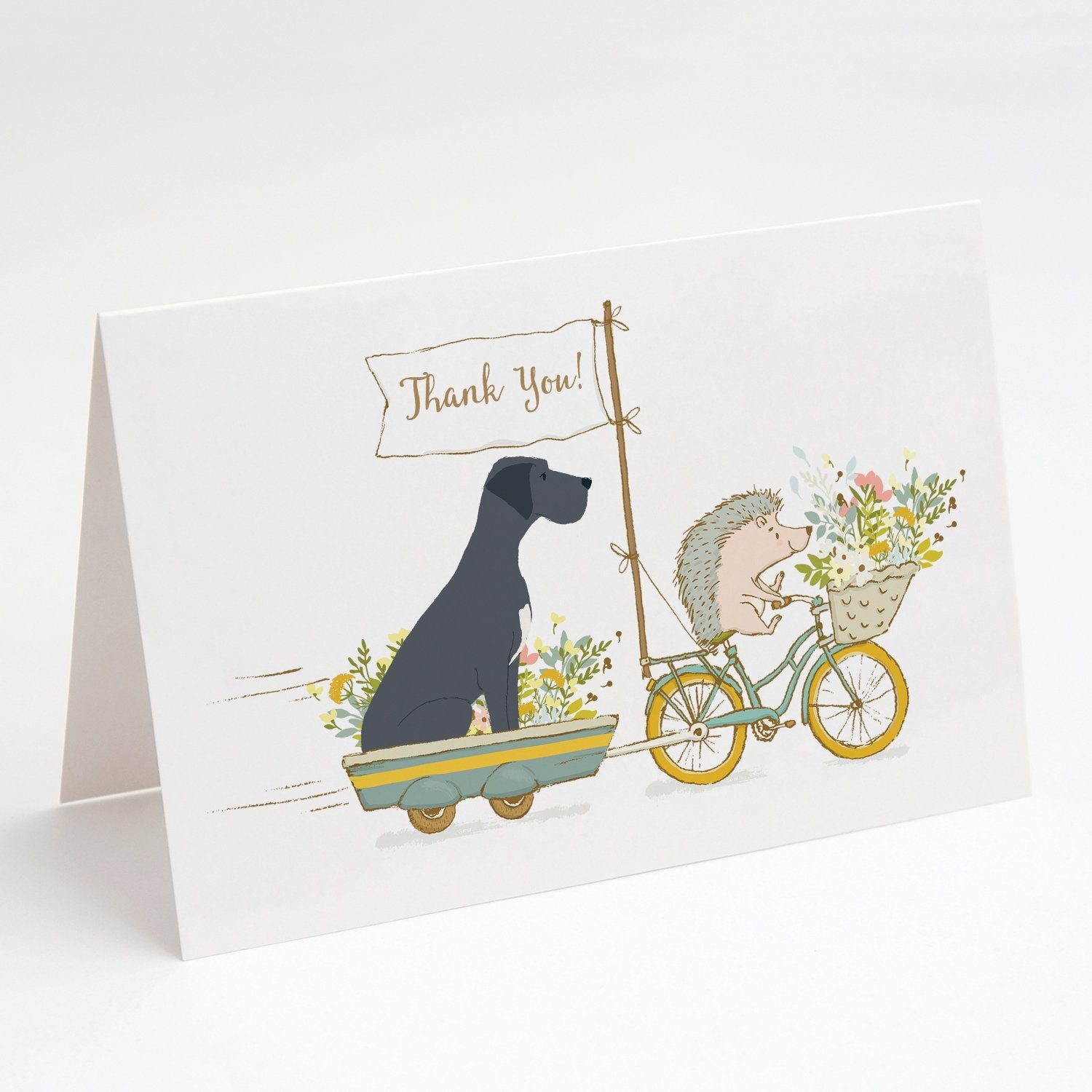 Great Dane Black Natural Ears Greeting Cards Pack of 8 Blank Cards with Envelopes Whimsical A7 Size 5x7