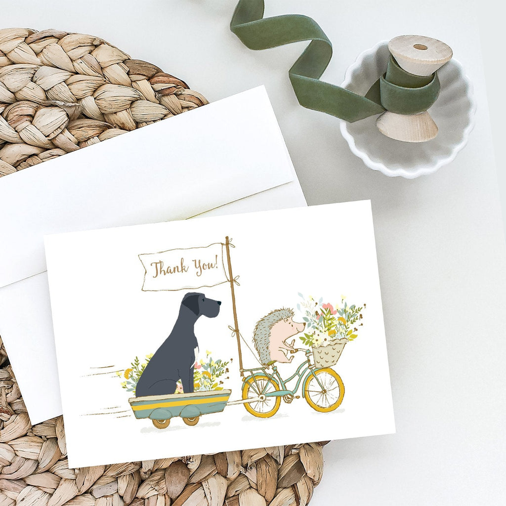 Great Dane Black Natural Ears Greeting Cards Pack of 8 Blank Cards with Envelopes Whimsical A7 Size 5x7