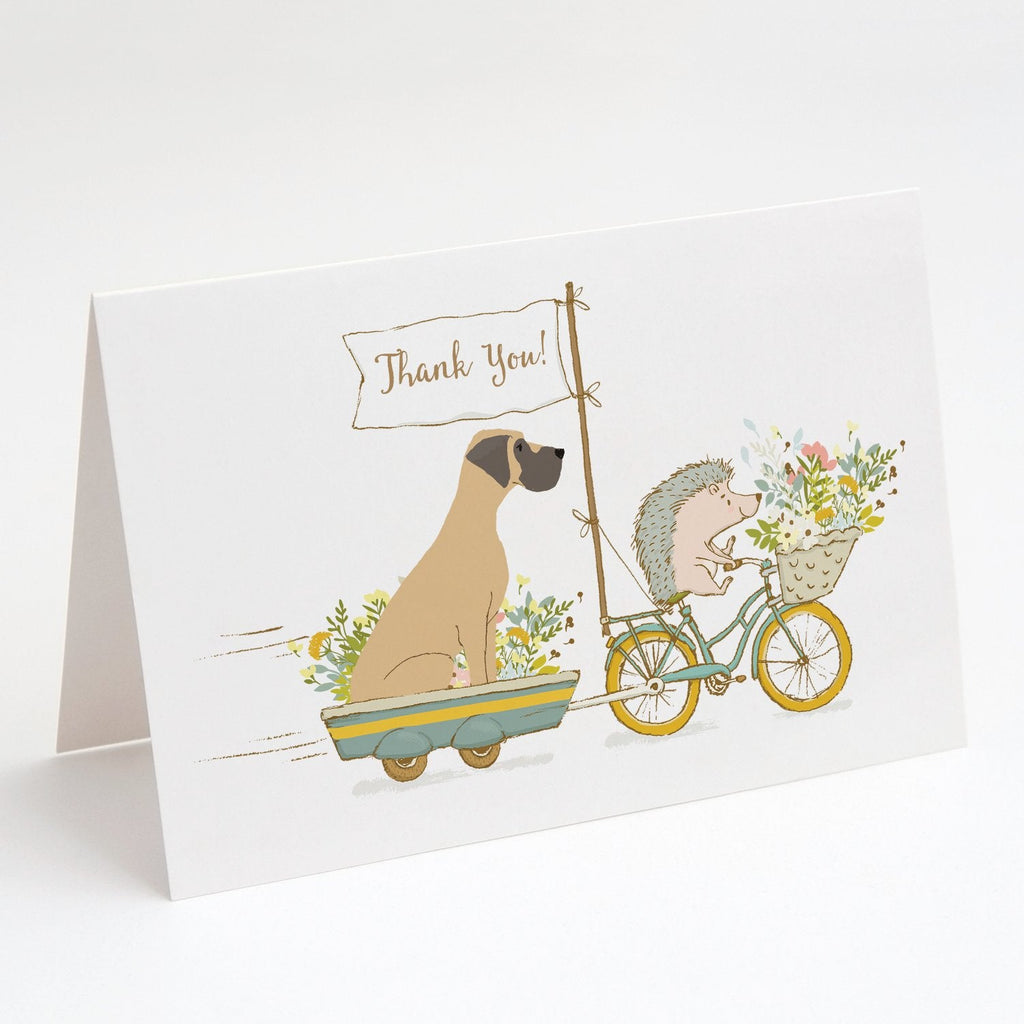 Great Dane Fawn Natural Ears Greeting Cards Pack of 8 Blank Cards with Envelopes Whimsical A7 Size 5x7