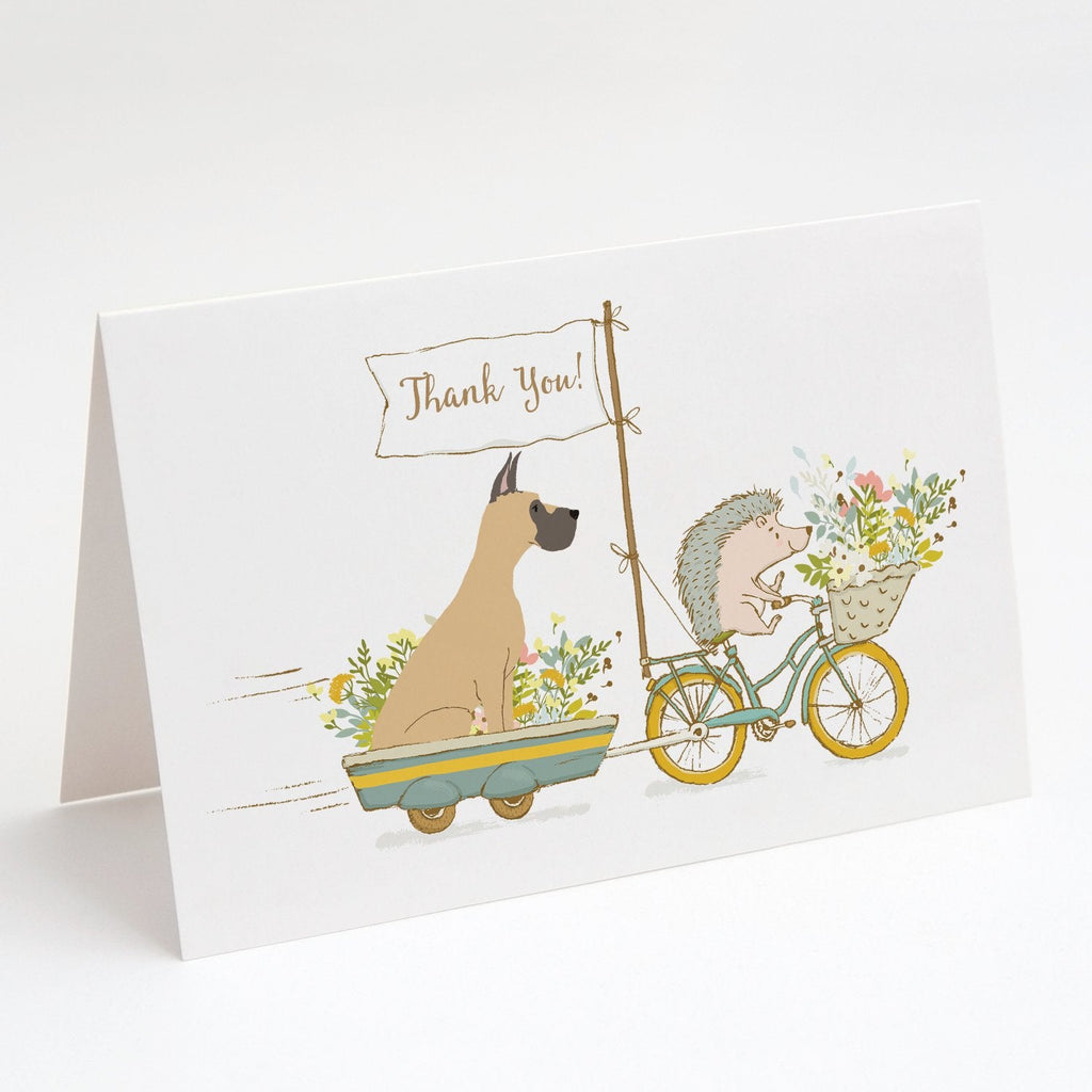 Great Dane Fawn Cropped Ears Greeting Cards Pack of 8 Blank Cards with Envelopes Whimsical A7 Size 5x7