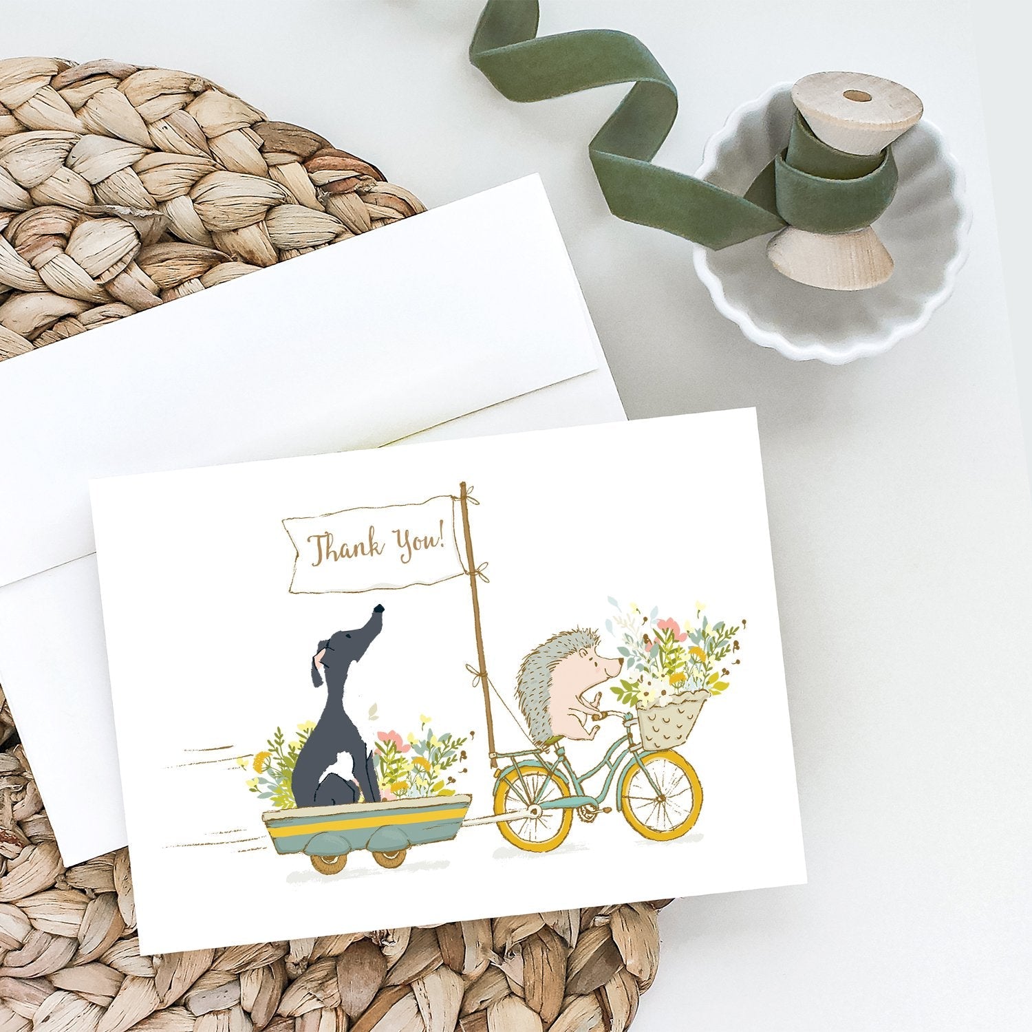 Greyhound Black and White Greeting Cards Pack of 8 Blank Cards with Envelopes Whimsical A7 Size 5x7