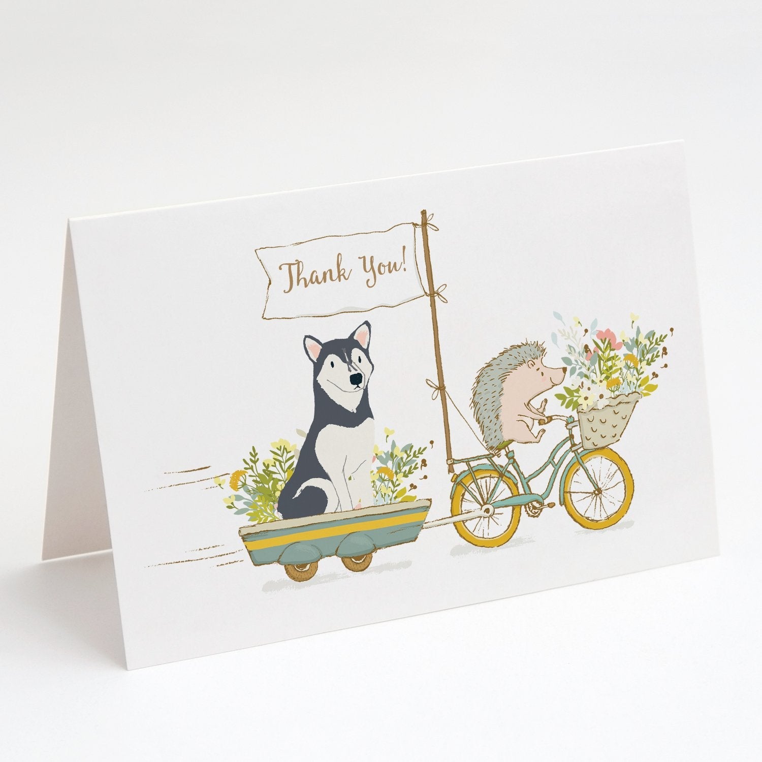 Siberian Husky Greeting Cards Pack of 8 Blank Cards with Envelopes Whimsical A7 Size 5x7