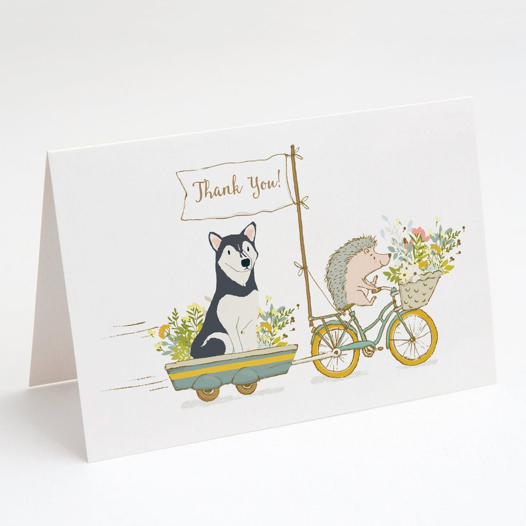 Siberian Husky Black Greeting Cards Pack of 8 Blank Cards with Envelopes Whimsical A7 Size 5x7
