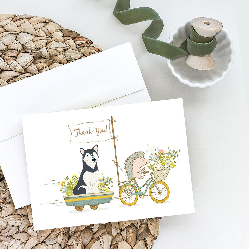 Siberian Husky Black Greeting Cards Pack of 8 Blank Cards with Envelopes Whimsical A7 Size 5x7