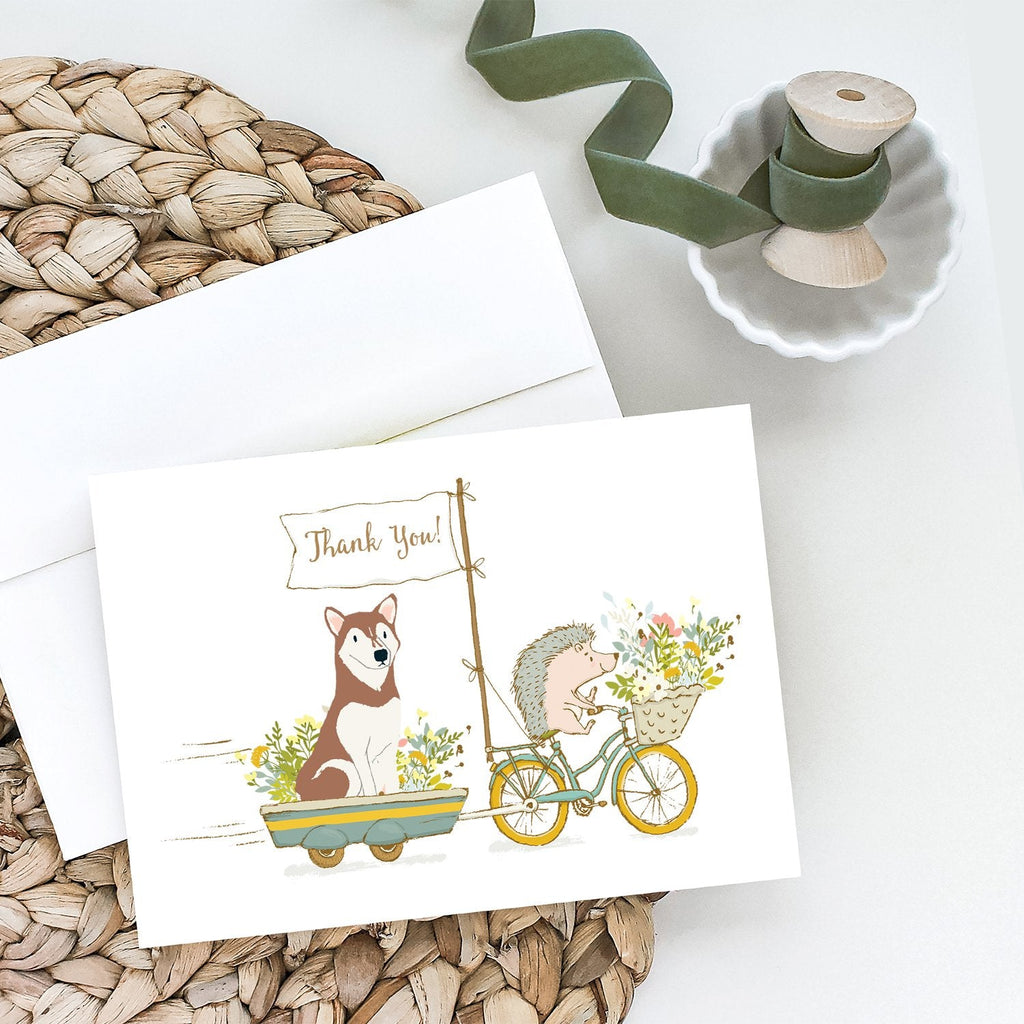 Siberian Husky Red Greeting Cards Pack of 8 Blank Cards with Envelopes Whimsical A7 Size 5x7