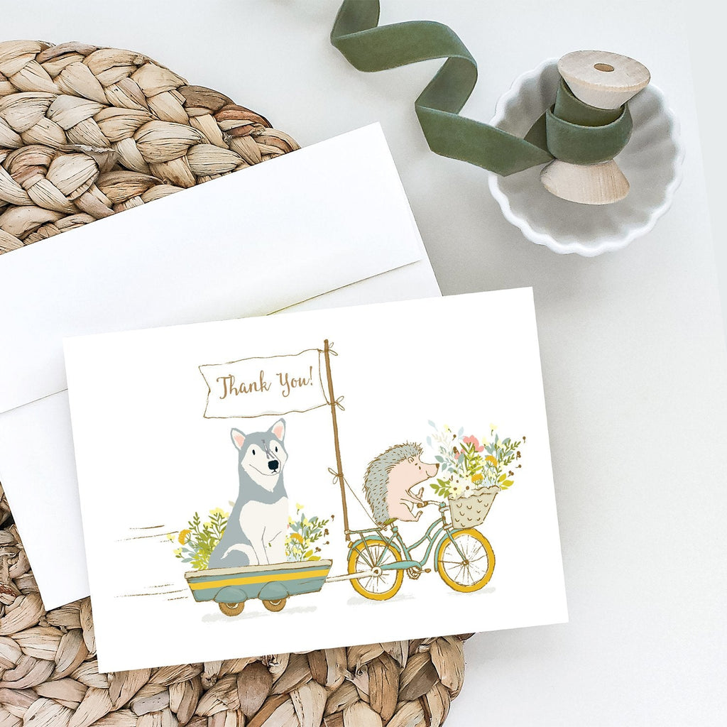 Siberian Husky Grey Greeting Cards Pack of 8 Blank Cards with Envelopes Whimsical A7 Size 5x7