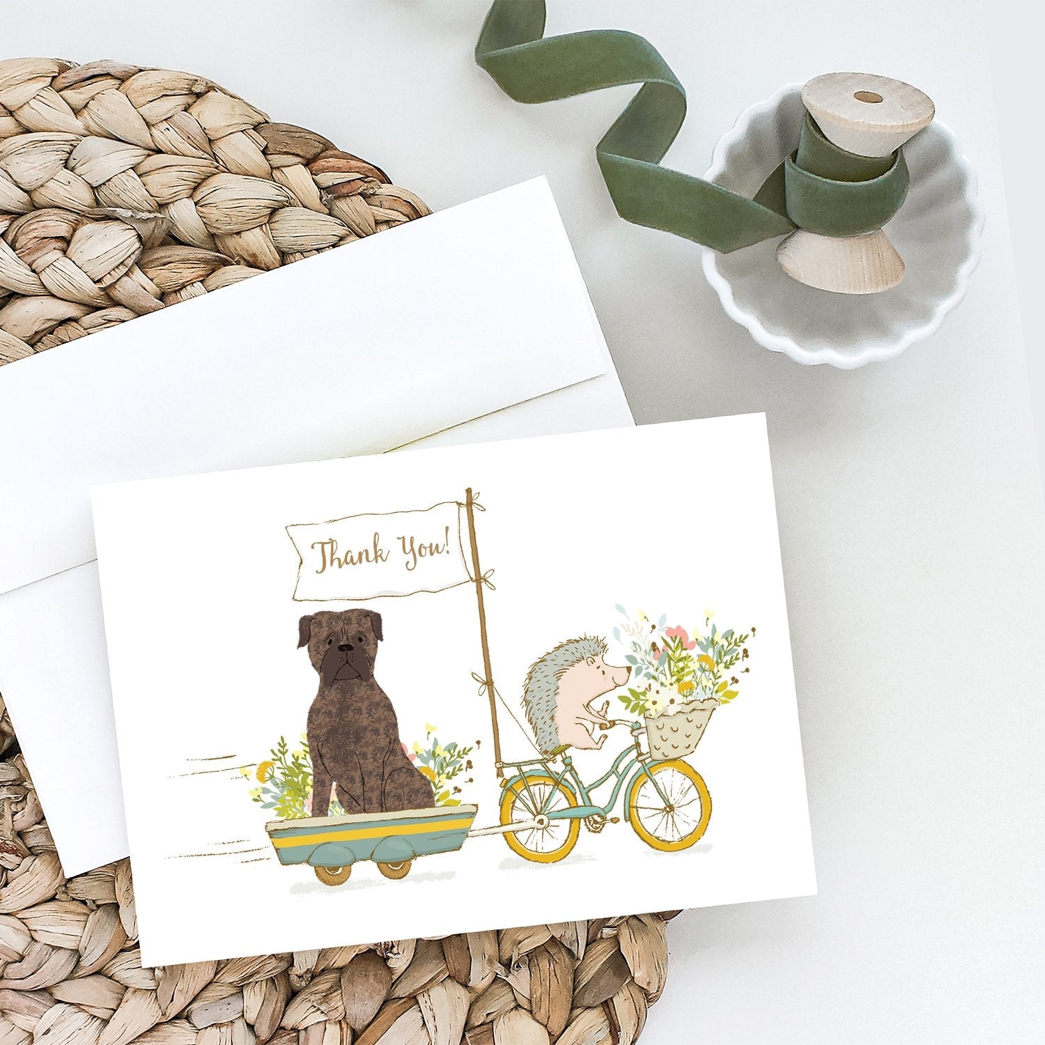 Mastiff Brindle Greeting Cards Pack of 8 Blank Cards with Envelopes Whimsical A7 Size 5x7
