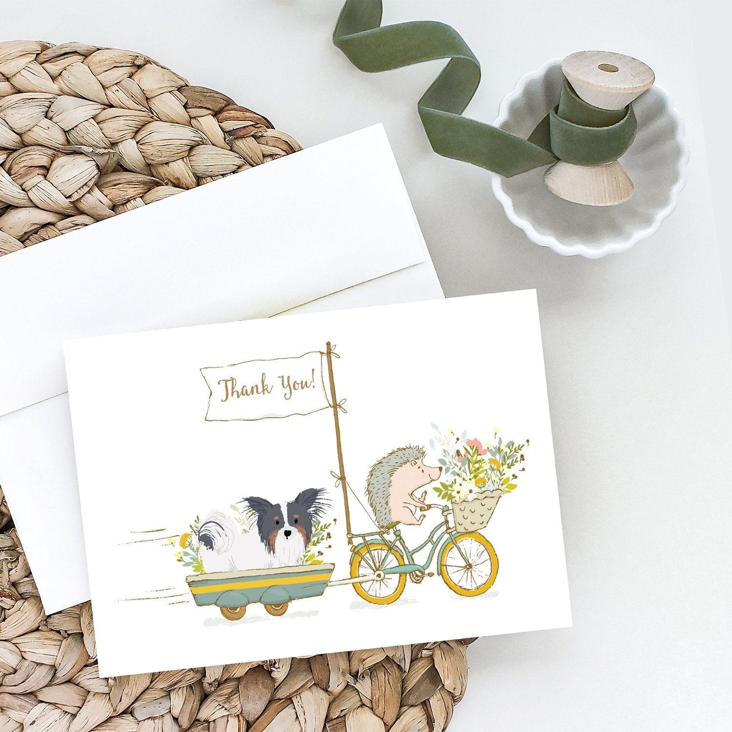 Papillon Tricolor Classic Greeting Cards Pack of 8 Blank Cards with Envelopes Whimsical A7 Size 5x7