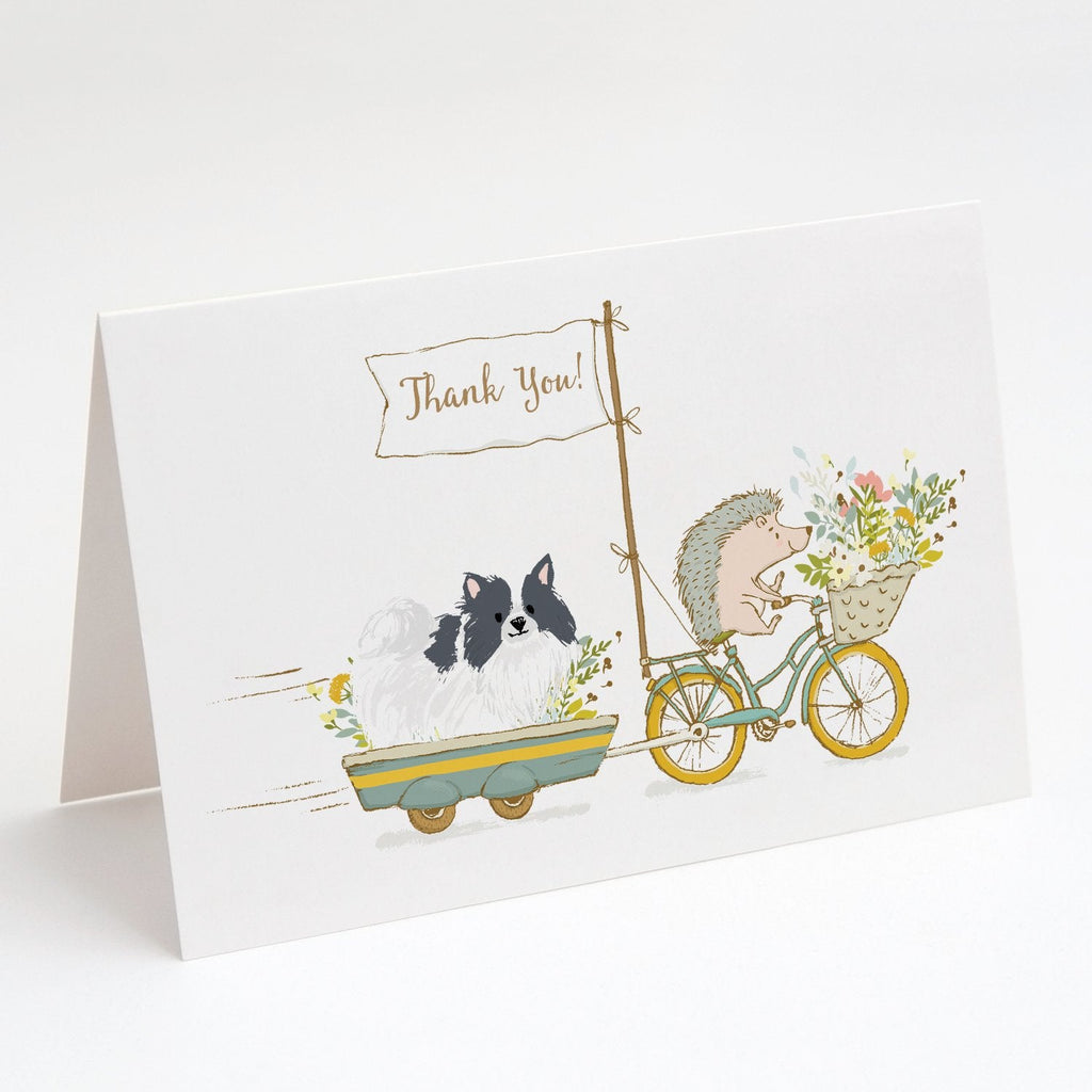 Pomeranian Black and White Greeting Cards Pack of 8 Blank Cards with Envelopes Whimsical A7 Size 5x7