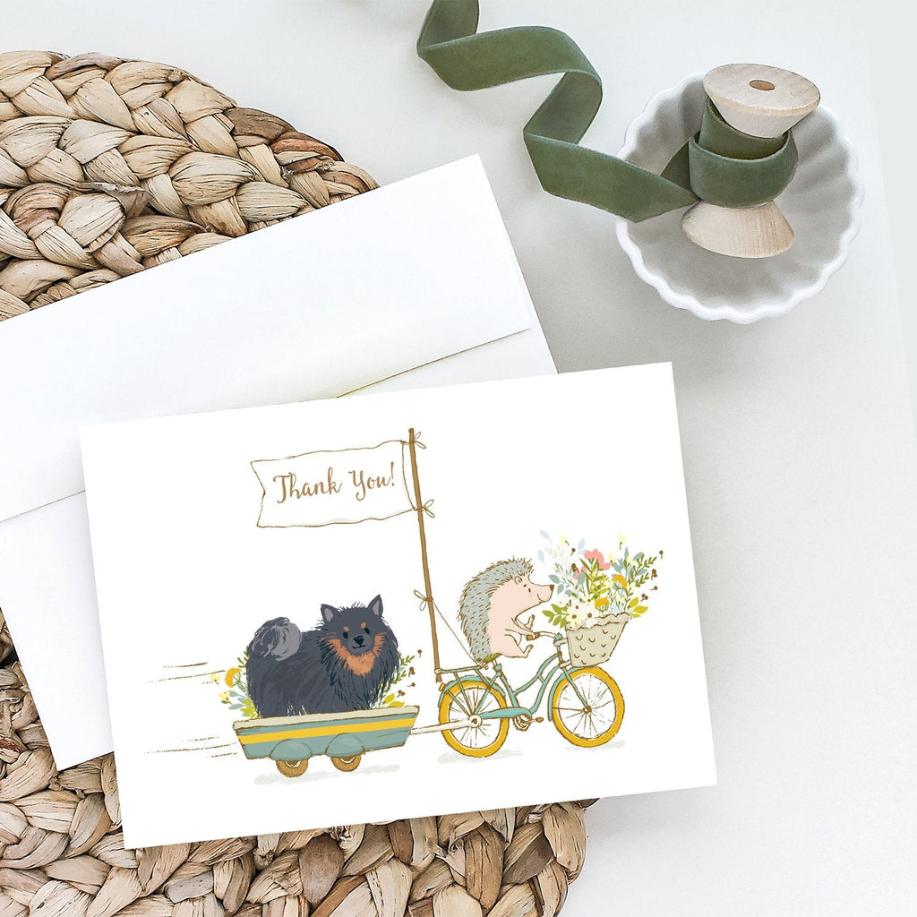 Pomeranian Black and Tan Greeting Cards Pack of 8 Blank Cards with Envelopes Whimsical A7 Size 5x7